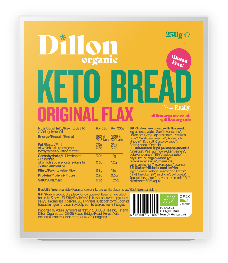 Organic Gluten Free Keto Bread Original Flax 250g