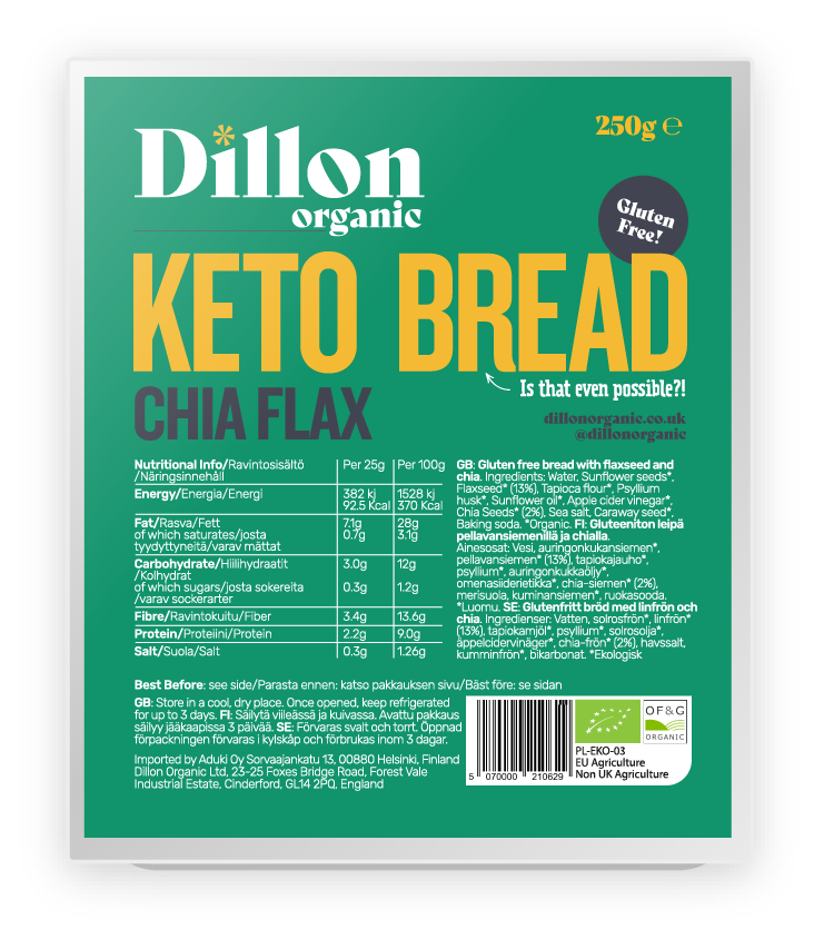 Organic Gluten Free Keto Bread Chia Flax 250g