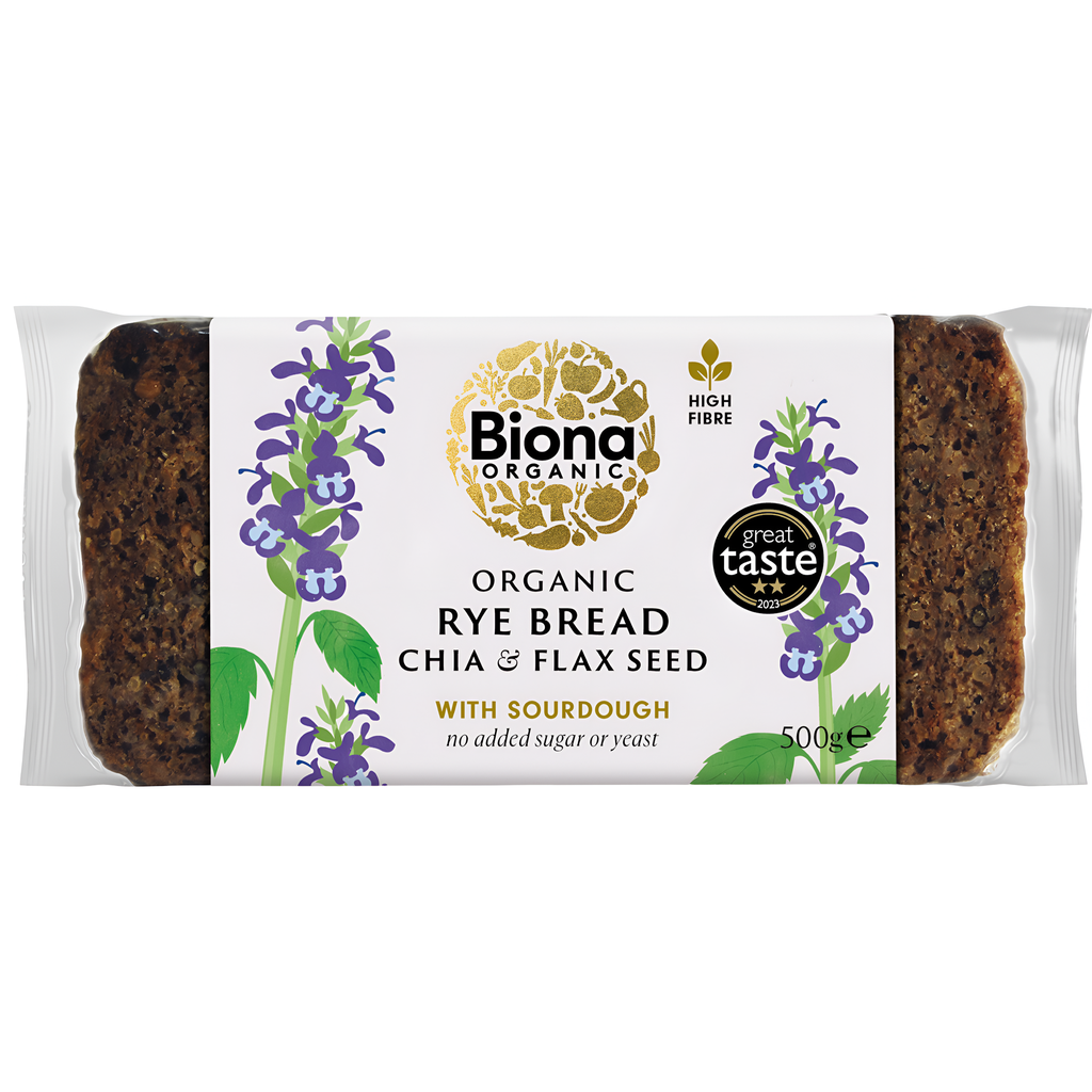 Biona Organic Bread Rye Chia Flax 500g